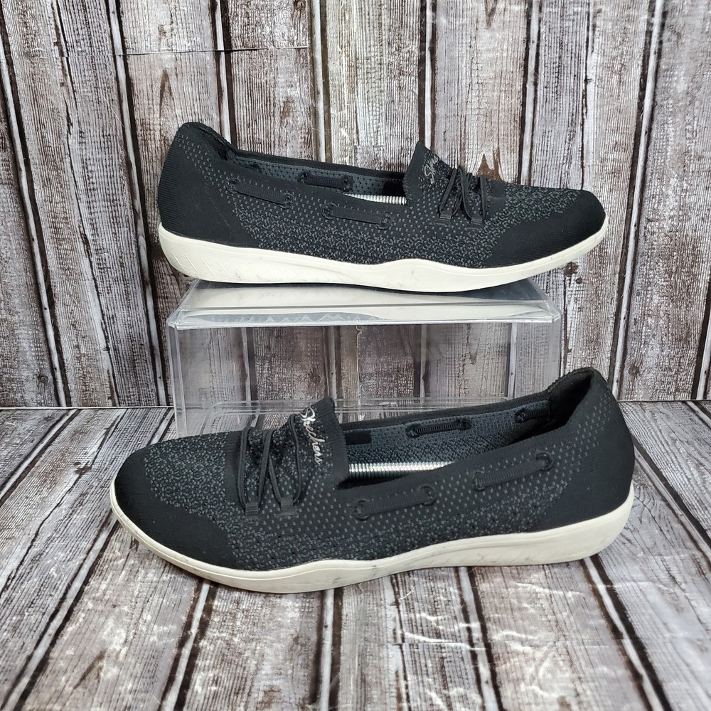 Skechers Womens Newbury St Easily Adored Slip On Shoes Black Memory Foam Size 11 - Picture 3 of 8